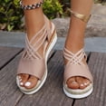 thumbnail image 2 of Rokment Platform Wedges Strappy Dress Sandals for Women 2026 Beach Fashion Casual Open Toe Chunky High Heels Espadrilles Slingback Gladiator Summer Shoes Light Pink Size 7.5, 2 of 5