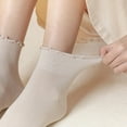 thumbnail image 3 of Calcetines para mujer, calcetines tobilleros informales con puños vueltos y volantes, calcetines con volantes de lechuga de algodón de punto fresco y transpirable, 6 pares, 3 of 5