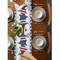 thumbnail image 2 of Table Runner Dresser Scarves 60 Inch Long, 4th of July Patriotic Freedom USA Flag Linen Dining Table Runners Blue and Red Star on Blue Ombre Tabletop Scarf for Wedding Holiday Party Kitchen, 2 of 9
