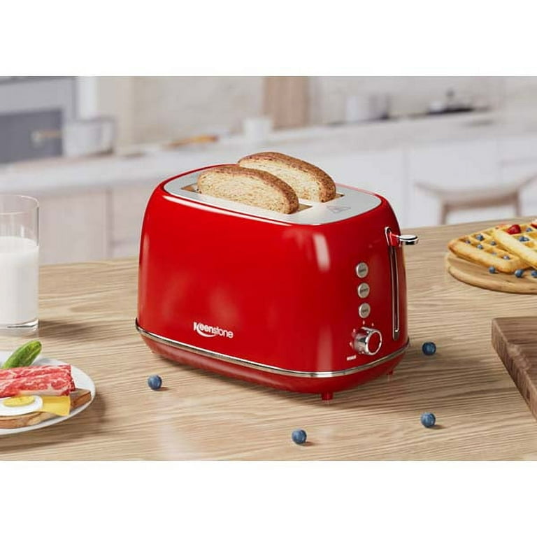 Keenstone Vintage Style 2-Slice Toaster Quality Retro Toaster, Wide Slot,  RED