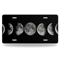 Yehwow Phases Of The Moon Black Metal Car Plate Decorative Aluminum License Plate Tag Sign