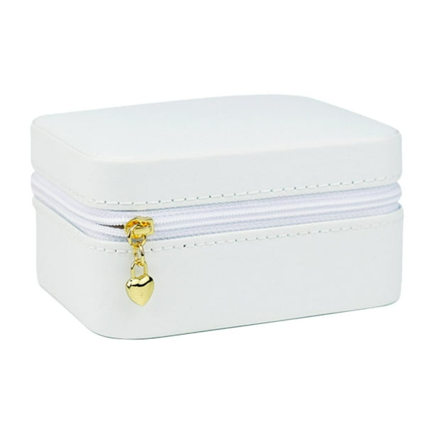 Organizador de joyas pequeño, estuche de viaje de 3 piezas para collares, pendientes y relojes Blanco