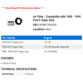 thumbnail image 2 of Air Filter - Compatible with 1988 - 1994 Ford F Super Duty 1989 1990 1991 1992 1993, 2 of 2