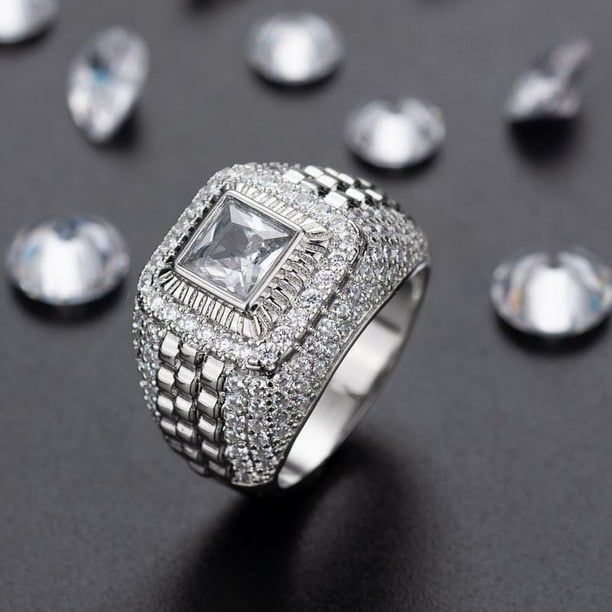Accesorios Anillo de moda para hombre de marca europea y americana Anillo de baile callejero con diamantes completos Anillo de diamantes