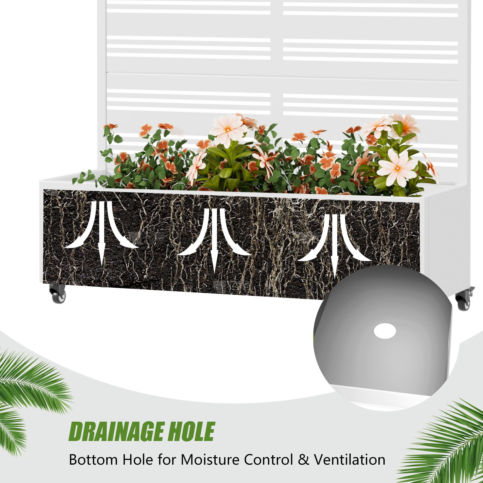 MAYEERTY 72*47in Outdoor Metal Planter Box, Modern Decorative Planter Box, Metal Garden Planter for Patio, Balcony, Yard