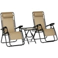 thumbnail image 1 of Outsunny Zero Gravity Chair Set with Folding Table & Cup Holder Beige, 1 of 10