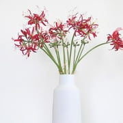 Artificial Flowers Red Spider Lilies Silk Flowers,Outdoor Fake Plants Faux Greenery Home Garden Decor Lycoris Bulbs,Artificial Lycoris Radiata Stems for Home Garden Decoration