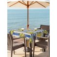 thumbnail image 3 of Outdoor Tablecloth with Umbrella Hole for Patio/Picnic/Party/Camping, Summer Lemons Waterproof Table Cloth Square Cover Washable, Vintage Watercolor Fruit Flowers Blue Striped (60"x 60"), 3 of 9
