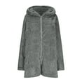 thumbnail image 4 of Womens Fleece Short Romper with Cute Bear Hood Front Zipper Soft Fuzzy Sherpa Onesies Pajamas for Women Teens (L, Gray), 4 of 7
