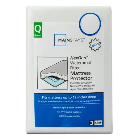 Mainstays NexGen Waterproof Fitted Mattress Protector  Queen