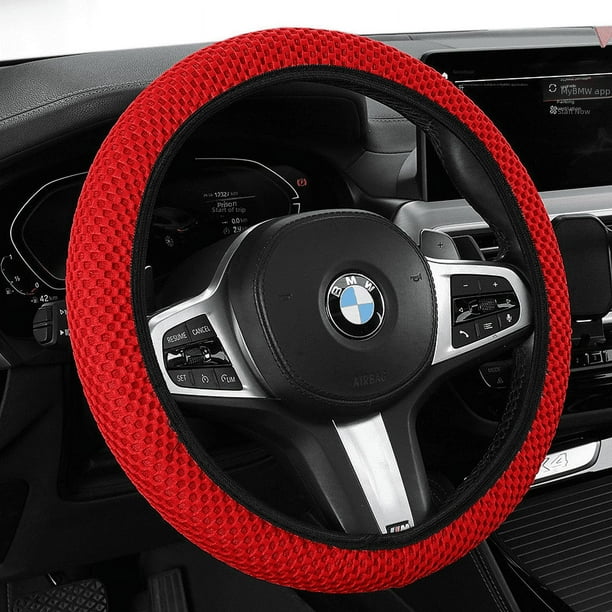 Funda de volante de coche con red de masaje elástica con anillo interior tipo sándwich, funda para manija de coche