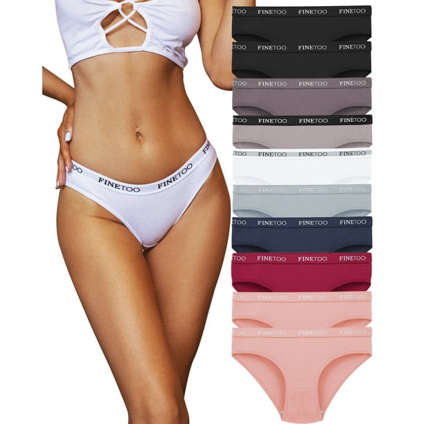 FINETOO Women Cotton Underwear Cheeky Panties Low Rise Bikini Hipster  Breathable Stretch Sexy XS-XXL Pack of 6/10