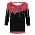 thumbnail image 4 of Arlun Sequin 3/4 Sleeve Tops for Women Sparkly Print Loose Fit Glitter Crewneck T-Shirts Casual Lightweight Cozy Carnival Evening Party Pullover Tee for Early Spring 2026 2-Red L, 4 of 4