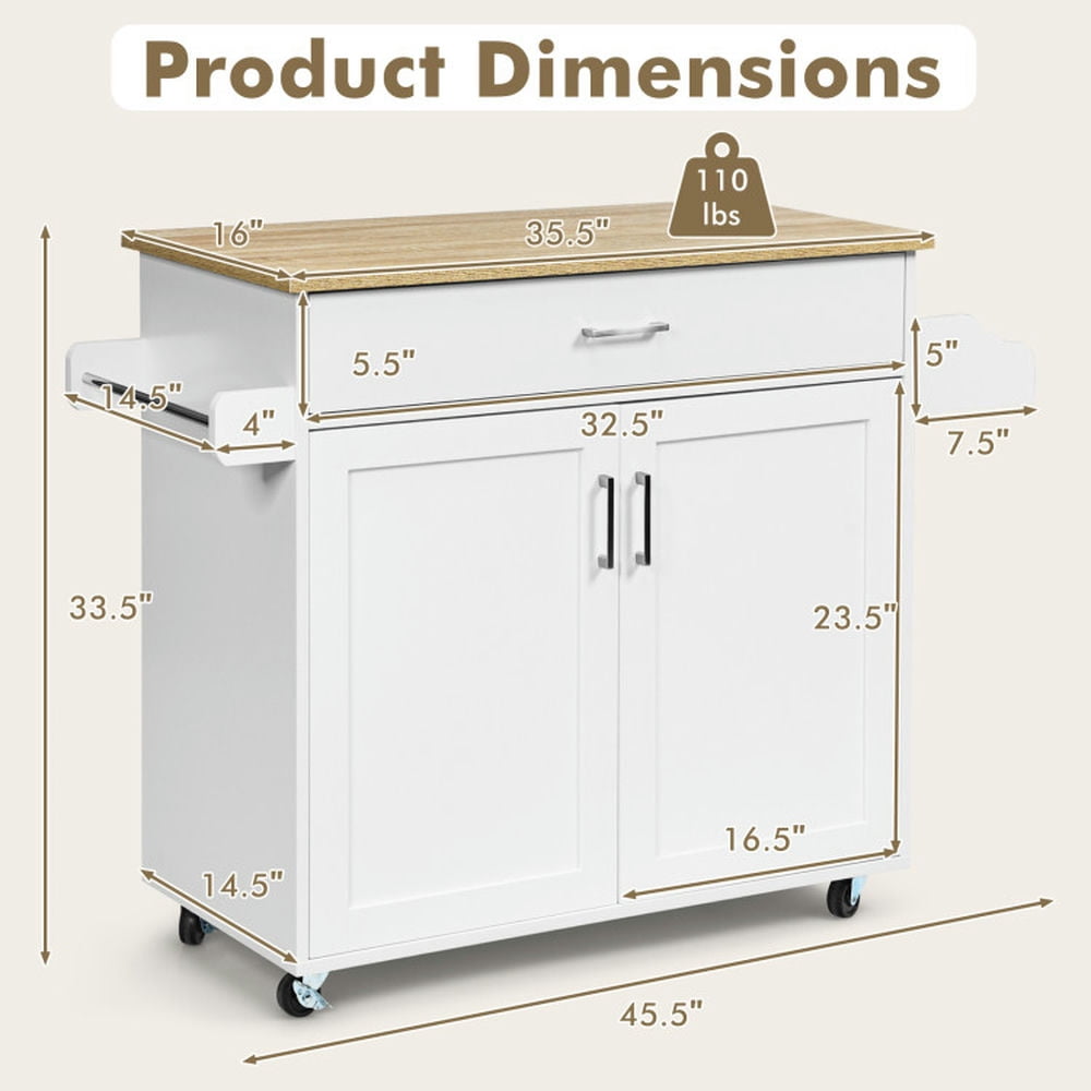 Finihen Rolling Storage Cabinet Cart, Kitchen Island Cart, Rolling Kitchen Island Cart with Towel and Spice Rack, for Kitchen, Dining Room, White Finihen Rolling Storage Cabinet Cart, Kitchen Island Cart, Rolling Kitchen Island Cart with Towel and Spice Rack, for Kitchen, Dining Room, White