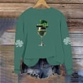 thumbnail image 6 of LEKWK St Patricks Day Tshirt Women Regular Fit Crew Neck Sweatshirts Long Sleeve Tops Sparkly Shamrock Beer Glass Graphic Party Wear, 6 of 6