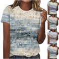 thumbnail image 1 of Fiudx Ropa de Mujer Camiseta de Manga Corta con Cuello Redondo y Estampado Retro para Mujer, 1 of 4