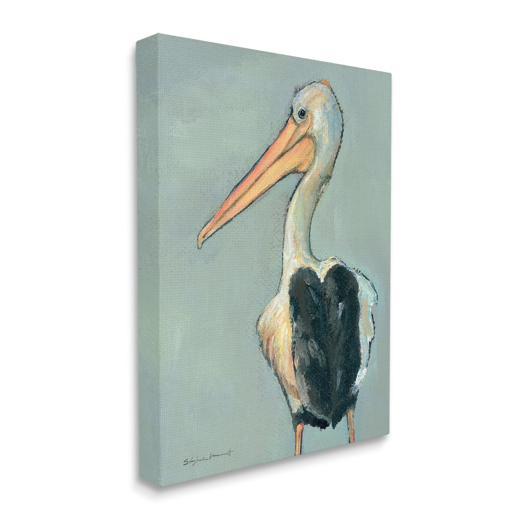 Stupell Pelican Bird Wildlife Painting Animals & Insects Painting Gallery Wrapped Canvas Print Wall Art