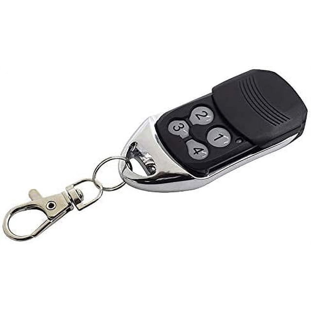 Télécommande pour Volet Roulant compatible avec Somfy Keytis 2, 4 RTS, Keygo et Telis 433 MHz. Comprend un Couvercle Coulissant Noir pour Prévenir l'Appui Involontaire sur les Boutons, Quatre Boutons Numérotés et une Finition chrome avec un Pince Porte-Clés Intégré. Fonctionne sur un code Roulant de 433,92 MHz et Nécessite une Programmation sur le Récepteur Ou le Moteur. Convient à une Aire de Travail Extérieure de 50 m.