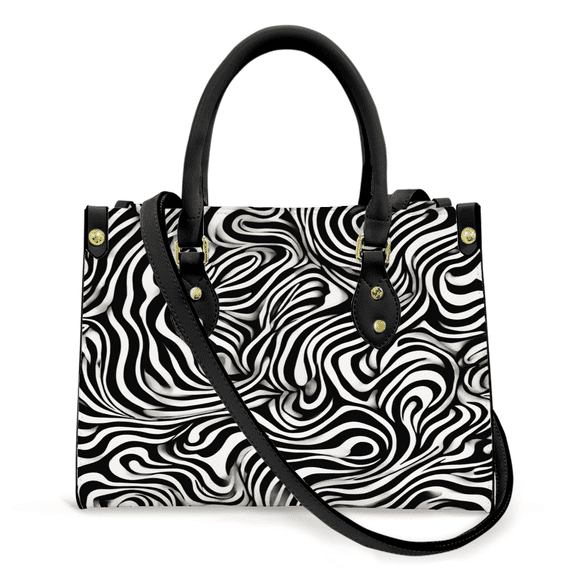 Purse Tote Bag for Women Leather Handbag, Satchel Shoulder Crossbody Top Handle Bags for Work Travel, Zebra Pattern , BLACK