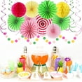 thumbnail image 6 of NestE Hawaiian Luau Party-Decorations Streamers Garland - 33pcs Tassel Banner, Tropical Aloha Tissue Pom Poms Honeycomb,Paper Lantern Fans,Summer Beach Jungle Birthday Baby Shower Decor, 6 of 14