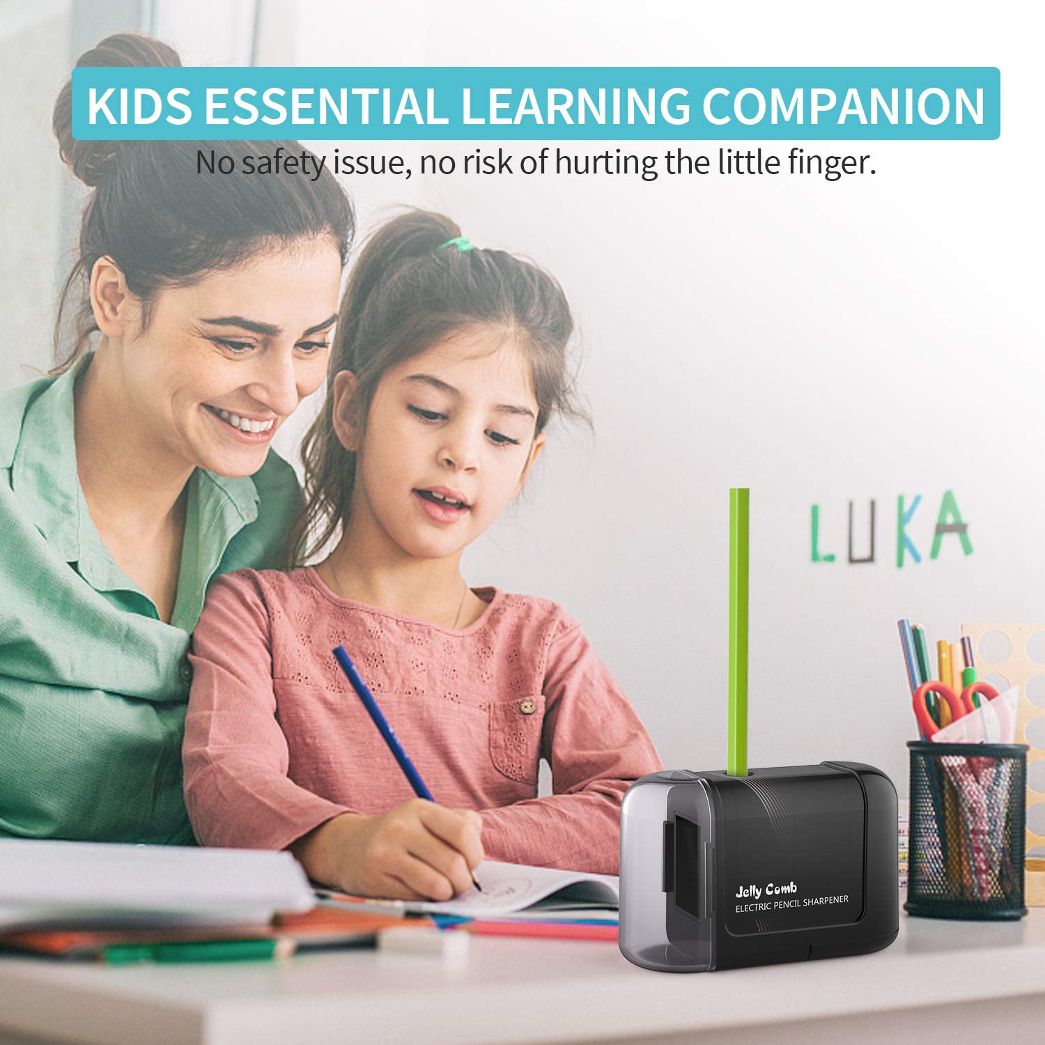 Office Electric Pencil Sharpener Jelly Comb Battery Operated Pencil Sharpener Ideal for No.2 and Colored Pencils No Cord Students Safety Design for Classroom,Home Artist