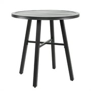 Nuu Garden 28 Inch Outdoor Round Patio Table Black Slatted Coffee Table For Conversation-Steel Frame