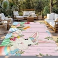 thumbnail image 2 of Easter Bunny Outdoor Rug for Patio/Deck/Porch, Non-Slip Large Area Rug 4 x 6 Ft, Spring Watercolor Eggs Flower Wood Grain Pink Indoor Outdoor Rugs Washable Area Rugs, Camping Rug Carpet Runner, 2 of 8