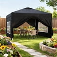 thumbnail image 3 of 10x10 Pop-Up Canopy Tent with Removable Walls, 3 Height Adjustable Easy Set up Portable Gazebo, For Camping, Black, 3 of 12