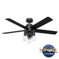 thumbnail image 2 of Hunter - Hardwick Indoor Ceiling Fan With Light, Remote, 52-inch, Matte Black, Casual-style, 4-speed WhisperWind Motor, 50594, for living rooms, bedrooms, home offices, kitchens, 2 of 15