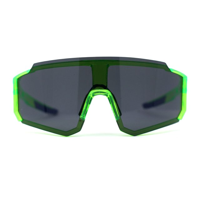 Mens Oversize Trendy Futuristic Wrap Half Rim Sport Plastic Sunglasses Green Black