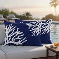 thumbnail image 4 of Coral Navy Blue Outdoor Waterproof Pillow Covers, Coastal Ocean Marine Nautical Beach Decorative Rectangle Throw Pillowcase Sofa Cushion Sham for Patio/Couch/Chair, 20"x12" 2 Pack, 4 of 8