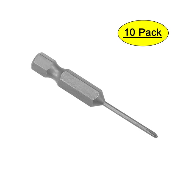 Uxcell Broca Magnética Phillips de 1/4" con Vástago Hexagonal de 2" y Diámetro de 1.6mm #00 Acero S2 Paquete de 10