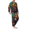 thumbnail image 2 of Naloa Colorful Owl Forest Men’s Pajamas Set - Long Sleeve Button Down Sleep Shirt and Pajama Bottoms Sleepwear Set-Large, 2 of 7