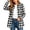 #H-Black, variant on TRUNZI Women's Button Down Plaid Shirts Long Sleeves Lapel Collar Casual Regular Fit Shackets with Chest Pocket,Black,Size L