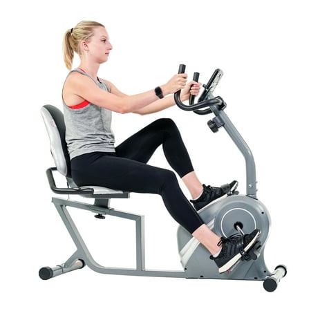 Sunny Health & Fitness Magnetic Recumbent Exercise Bike for Indoor Cardio Training w/ Adjustable Soft Seat Cushion, SF-RB4876