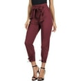 thumbnail image 2 of Pantalones pitillo de cintura alta para mujer - Bolsillo con lazo, poliéster liso, ropa informal/de fiesta, largo completo, S-XXL, 2 of 4