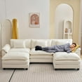 thumbnail image 4 of IPKIG Sectional Sofa Comfy Cloud Couch for Living Room with Pillows, Modern Chenille Sofa Sleeper Deep Couches with Ottoman (Cream White, 5-Seat), 4 of 8