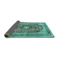 thumbnail image 2 of Ahgly Company Indoor Square Medallion Turquoise Blue Traditional Area Rugs, 5' Square, 2 of 4