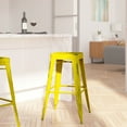 thumbnail image 3 of Merrick Lane Metal 30" Bar Height Stool with Distressed Yellow Powder Coated Finish and Integrated Floor Glides, 3 of 8