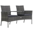 thumbnail image 1 of vidaXL 2-Seater Garden Sofa with Tea Table Poly Rattan Anthracite, 1 of 5