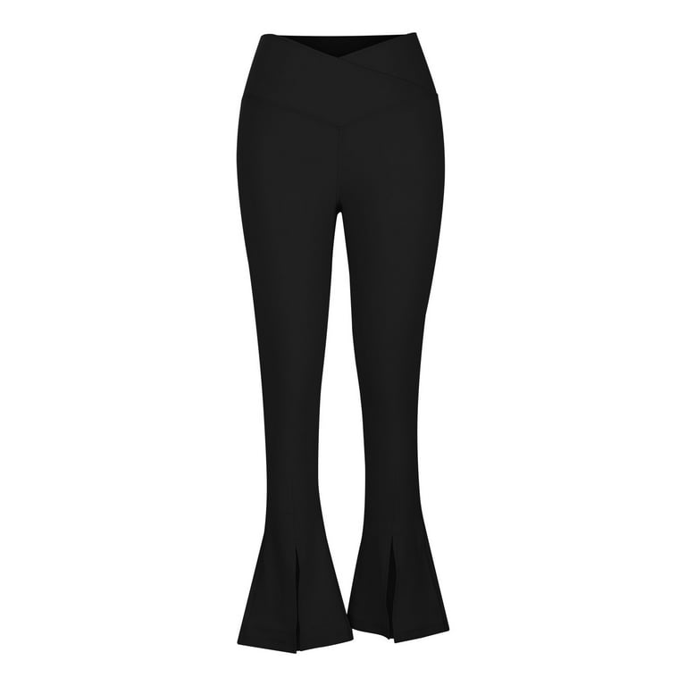 BYOIMUD Women's Yoga Full-Length Pants Savings Solid Color V-Crossover High  Waisted Butt Lift Exercise Workout Gym Split Flare Leggings Plus Size  Fashion 2023 Gift for Women Black XXXL 