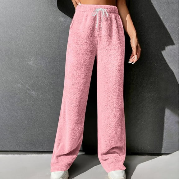 JXMVOJ Women Velour Pant, Soft Velvet Sweatpant for Women, Straight Leg High Waist Velour Lounge Pant with Pockets