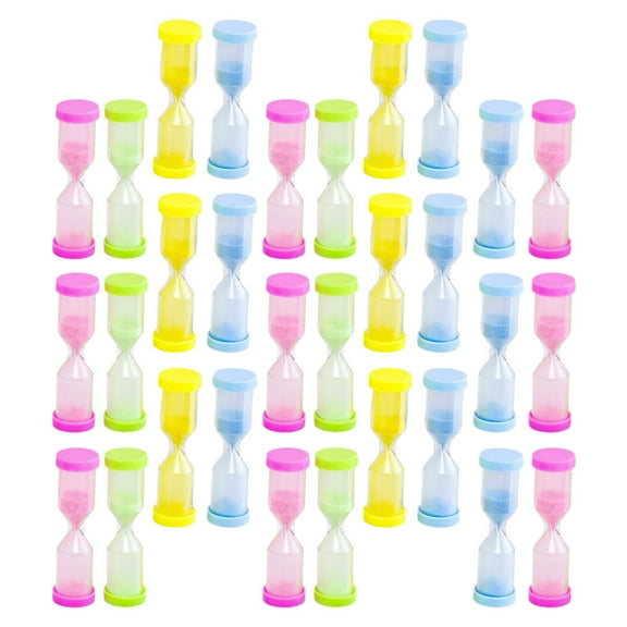 IBASETOY Plastic Decorative Hourglasses Assorted Color Multi-Function Timer for Daily Use 30Pcs