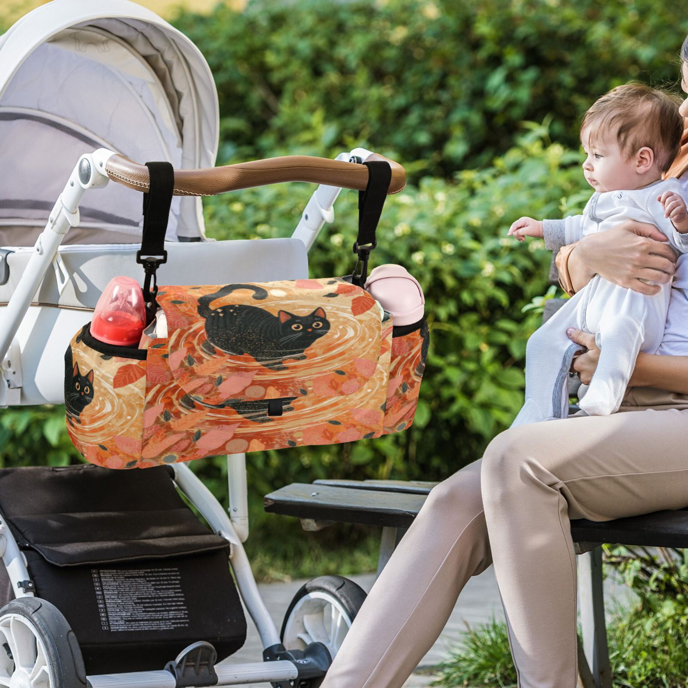 DIXRUYEE Stroller Organizer Autumn Cat Printed