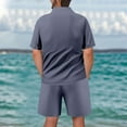 thumbnail image 5 of Timoontee Men's 2 Piece Waffle Sets Summer Casual Beach Vacation Sets Short Sleeve Mock Neck Shirts with Loose Drawstring Shorts Lightweight Tracksuit Gray XXXL, 5 of 9