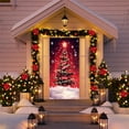 thumbnail image 4 of Cinvoph Christmas Door Cover Rustic Door Banner Xmas Tree Durable Winter Decoration for Front Porch, Indoor & Outdoor Reusable Xmas Door Hanging Cover Entry Decor 35"x79", 4 of 6