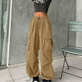 thumbnail image 2 of Karight Womens Baggy Cargo Pants Casual Hiking Trousers Loose Fit Parachute Pants Hight Waist Mutil Pocket Trousers, 2 of 5