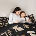 thumbnail image 4 of Castle Fairy Girls Elephant Zebra Lion Palm Tree King Size Comforter Sets 3pcs,Animal Koala Comforters King Size,Brown Black,Black Reversible,1 Comforter and 2 Pillowcases, 4 of 6