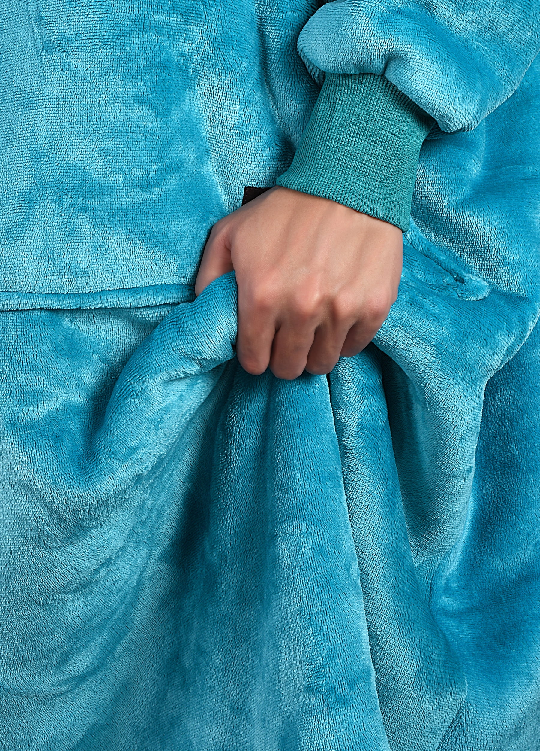Catalonia Oversized Hoodie Blanket Sweatshirt, Comfortable Sherpa Lounging Pullover for Adults, Gifts for Women, Aqua Green