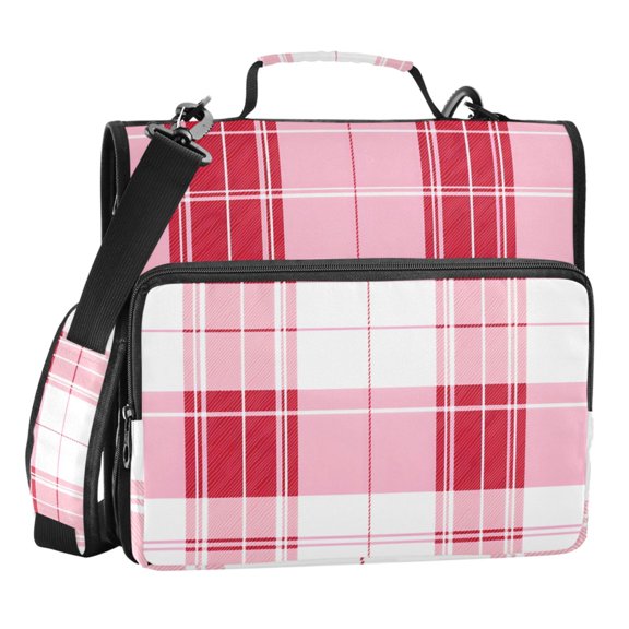 ALAZA Zipper Binder Tartan Checkered Pattern 3 Ring Trapper Keeper File Folder Organizer Bag